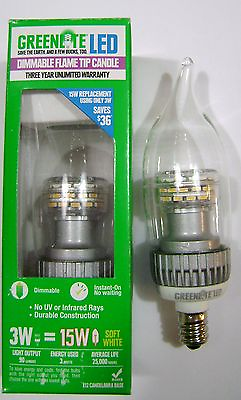 #ad Greenlite 3W 15W Equal 3000K Dimmable LED Light Bulb Chandelier Base E12 Lamp $2.99