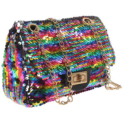 #ad Shining Single Shoulder Bag Fashionable Leisure Colorful Storage Bag for Female $15.66