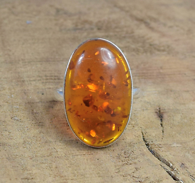 #ad #ad Amber Gemstone 925 Sterling Silver Handmade Beautiful Band Ring All Size SR1184 $10.75
