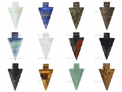 #ad Gemstone 52 54mm Arrowhead Spearhead Healing Stone Crystal Amulet Pendant $4.79