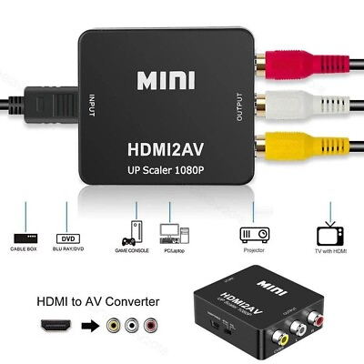 #ad #ad HDMI To RCA AV Adapter Converter Cable CVBS 3RCA 1080P Composite Video Audio $5.49