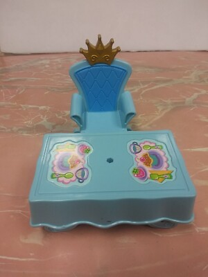 #ad Fisher Price Little People ROYAL THRONE CHAIR amp; TABLE Teal Gold Dollhouse $6.99