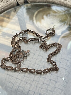 #ad Old Iron Hand Forged Beautiful Design Chain Luggage Lock Antique Chain $116.70