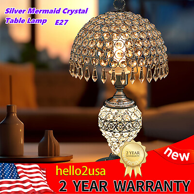 #ad Table Lamp Nightstand Crystal Glass Desk Light Bedroom Bedside Lamp Living Room $56.86