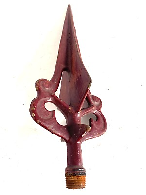 #ad Antique Finial Victorian Iron Spear Top Fence Post Spike 13” Lightning Rod $85.00