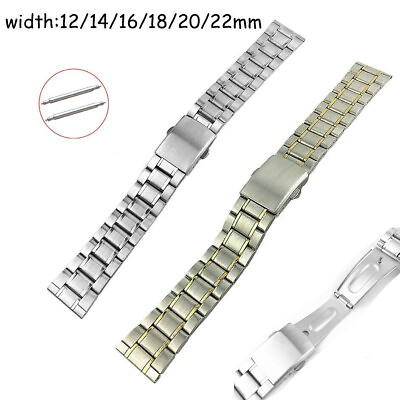#ad Link Bracelet Watch Band 12mm 14 16 18 20 22mm Strap Steel Wristband Watch Belt $4.96