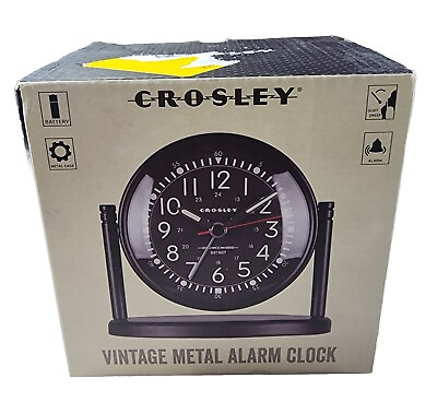 #ad Crosley Desk Nightstand Clock. Quiet Sweep. Alarm. Snooze. Black. Tilt. B1 $28.45