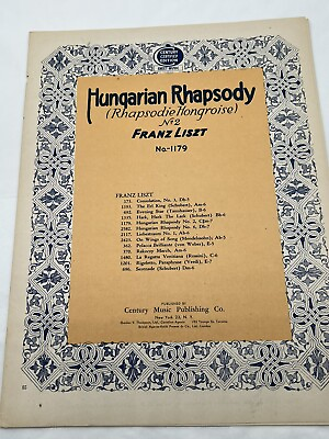 #ad Vintage Antique Piano Sheet Music 1906 Hungarian Rhapsody II Franz Liszt Century $10.00
