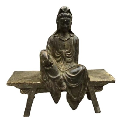 #ad Decor Retro Crafts Antique Buddha Statues Bench Bodhisattva Ornaments Home $16.28