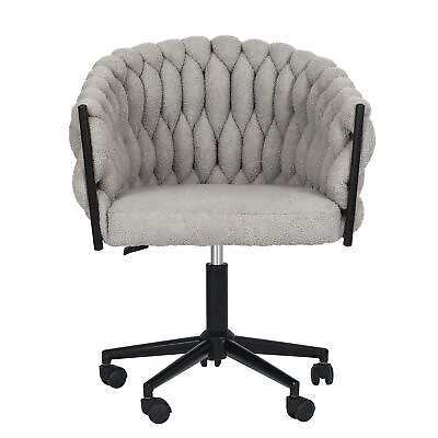 #ad Adeco Velvet Office Desk Hand Woven Backrest Height Adjustable Swivel Task ... $268.89