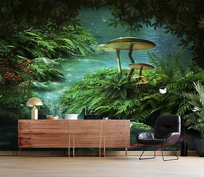 #ad 3D Night Mushroom Leaves 28022NA Wallpaper Wall Murals Removable Wallpaper Fay AU $376.99