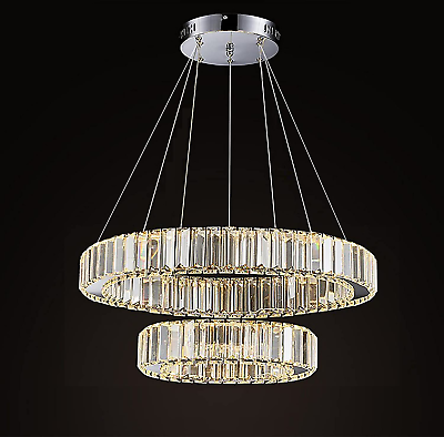 #ad Modern Crystal Chandelier Ceiling Light Fixture LED Contemporary Adjustable Stai $459.99