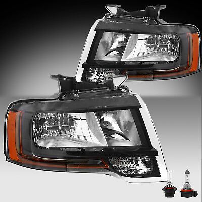 #ad Headlight for 2015 2016 2017 Ford Expedition Black lamp Assembly Pair LR w bulb $545.99