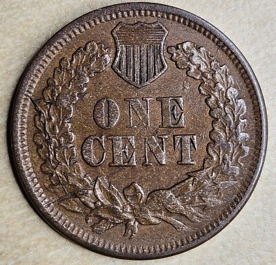 #ad 1865 Indian Cent Fancy 5 Snow 7 Reverse Bisecting Die Crack $130.00