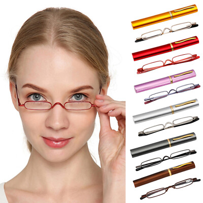 #ad Slim Mini Reading Glasses Pocket Retro Readers with Case Portable Eyeglasses $7.97