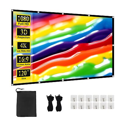 #ad TOWOND Projector Screen 120 inch Wrinkle Free and Foldable Projection Screen $13.27