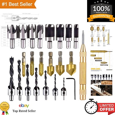 #ad 23 Pack Woodworking Chamfer Drilling Tool 6pcs 1 4quot; Hex 5 Flute 90 Degree Co... $31.99
