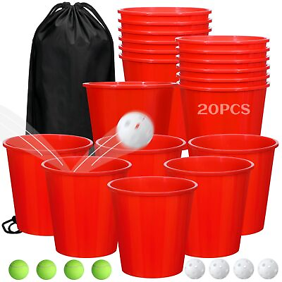 #ad Giant Yard Games Outdoor Yard Game Set for Adults and Family 20 Buckets 8 Bal... $69.12
