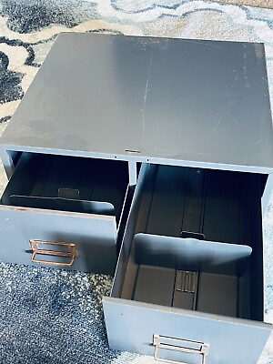 #ad Vintage Metal File Cabinet Drawer 1940s Industrial Office File Double Drawers $38.00