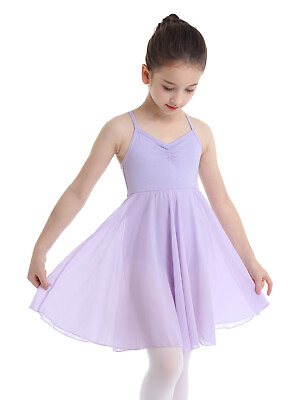 #ad Girls Lyrical Ballet Dance Dress Kids Turtleneck Leotard Skirt Fancy Costume $14.19