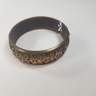 #ad Vintage Genuine Copper Bracelet Cut Out Design Bangle $17.99