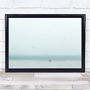 #ad tristesse Turquoise Teal Beach Water Sea Ocean Horizon Couple Pair Art Print GBP 20.79
