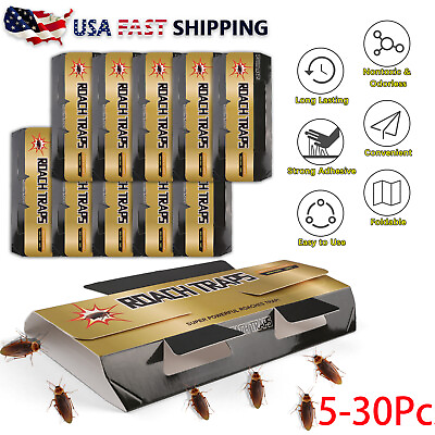 #ad Max 30pc Pest Roach Glue Trap Cockroach Killer Bait Catcher Spider Insect Indoor $6.59