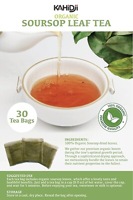 #ad Premium Organic Soursop Guanabana Graviola 30 Tea Bags 100% Pure Leaf 1 pk $9.88