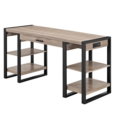 #ad 60quot; Urban Blend Storage Desk in Driftwood and Black $279.17
