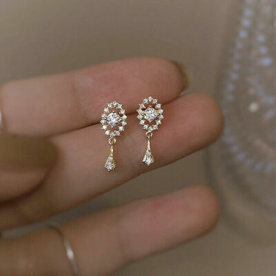 #ad 925 Silver Dangle Drop Earrings Gorgeous Cubic Zirconia Women Wedding Jewelry $8.03