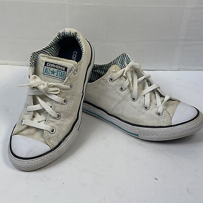 #ad Converse Low Top Junior Size 3 Woman Size 6 shoes Teal Blue Off White Canvas $17.49