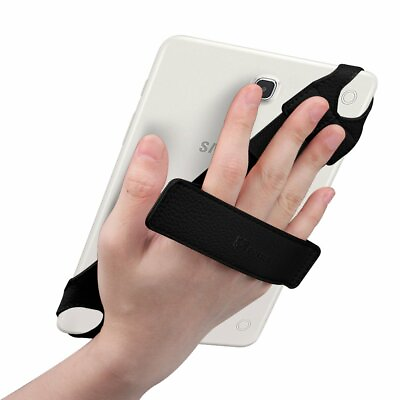 #ad Universal Tablet Hand Strap Holder Swivel PU Leather Handle Grip w Elastic Belt $8.29