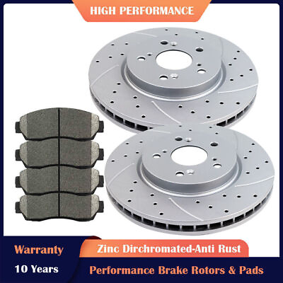 #ad 296mm Front Drilled Rotors Discs amp; Brake Pads Kits for Honda CR V Crosstour AWD $75.73