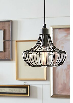 #ad Stone amp; Beam Metal Cage Single Hanging Ceiling Pendant Chandelier w bulb $62.25