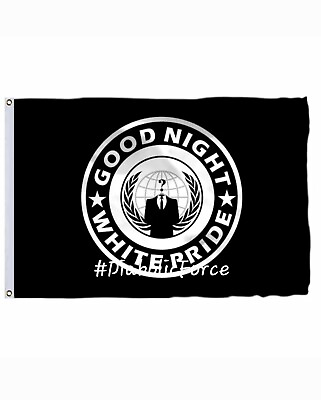 #ad Good Night White Pride 3x5Ft Large Flag Antifascist Anonymous Anarchist Punk $21.99