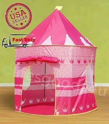 #ad PORTABLE FOLDING PINK PLAY TENT CHILDRENS KIDS CASTLE CUBBY PLAY HOUSE TOY HUT.. $18.99