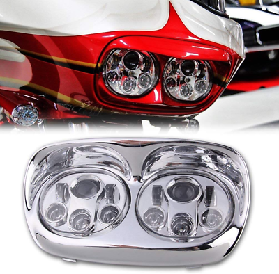 #ad 5 3 4quot; Chrome Motorcycle LED Headlight Motorcycle Projector Dual LED Headlight $165.99
