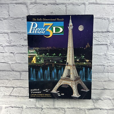 #ad Puzz 3D Eiffel Tower 703 Piece Puzzle 1995 Milton Bradley Puzz3D 3 Feet Tall $20.82