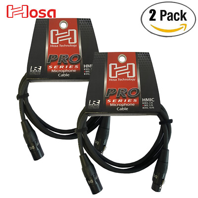 #ad 2 PACK Hosa HMIC 005 REAN XLR 3 Pin Male to Female Pro Microphone Cable 5FT $29.99