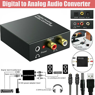 #ad Optical Coaxial Toslink Digital to Analog Audio Converter Adapter RCA 3.5mm L R $7.94