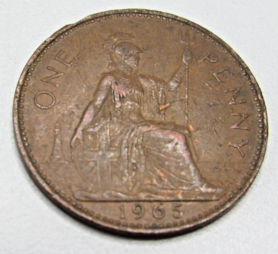#ad 1965 One Penny GREAT BRITAIN UK Coin JL2 9 $8.50
