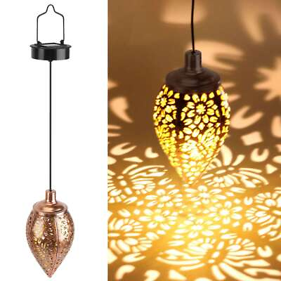 #ad Solar LED Power Hanging Lantern Light Metal Garden Yard Decor Lamp Rechargeable $12.87