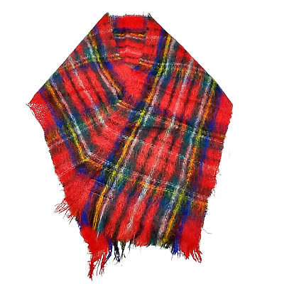 #ad Vintage The Tartan Gift Shop Edinburgh Scotland Red Plaid Wool Scarf 10quot; x 50quot; $29.99