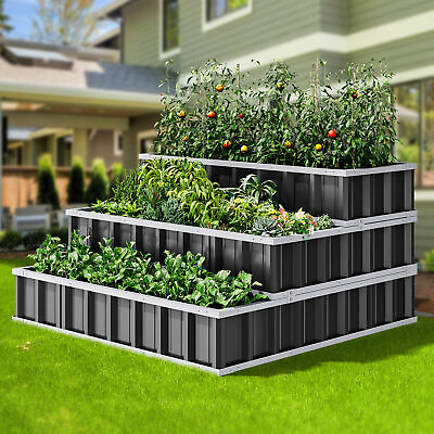 #ad 4x4x2FT 3 Tiers Large Raised Garden Bed 3 Type Outdoor Metal Patio Planter Box $95.88