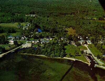 #ad Postcard Melvin Village New Hampshire NH aerial view 1965 Center Harbor NH $4.99