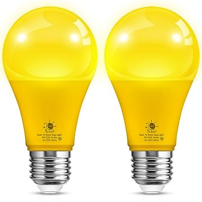 #ad LOHAS Yellow LED Bug Light Bulbs Outdoor Dusk to Dawn Sensor A19 9W Auto On... $19.84