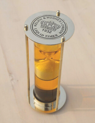 #ad Nautical Maritime Brass Antique Finish Sand Timer Desk Decor Liquid Hourglass $35.25