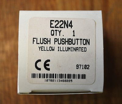 #ad Cutler Hammer E22N4 Flush Push Button Yellow IIluminated New $10.99