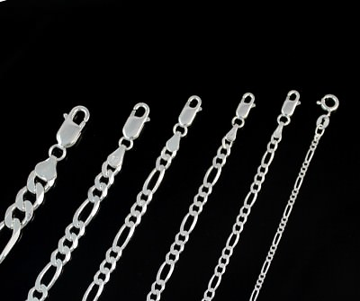 #ad New Solid Sterling Silver Figaro Chain Necklace Various Lengths And Widths $17.77