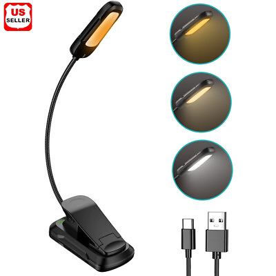#ad LED Book Light w Flexible Clip 3 Modes USB Rechargeable Lamps for Book Reading $9.98